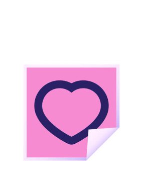 Kalp sembolü illüstrasyon kare çıkartmasının yükselişi ve yüzdürülmesi