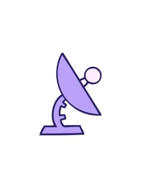 Uydu anteninin sevimli karikatürünün radyoaktif parlak animasyonu