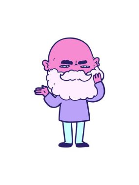 Sakalları çatık çizgi film karakterinin hareketli animasyonu