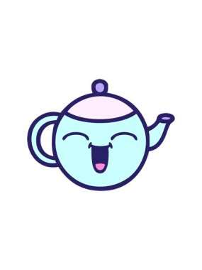 Mutlu bir çaydanlığın karikatürünün canlandırma efekti