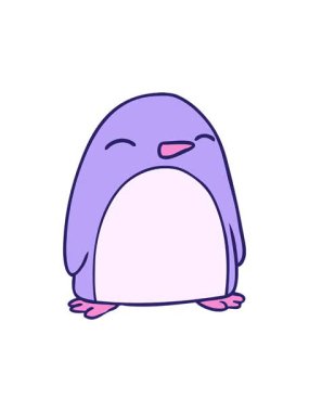 Tatlı bir penguenin çizgi film karalaması dönen hareket animasyonu