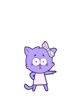 Çizgi film kedisinin eğlenceli bir tasarımının animasyonunu genişletiyorum.