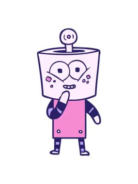 Mutlu çizgi film robot kıkırdamalarının animasyonunu renklendir