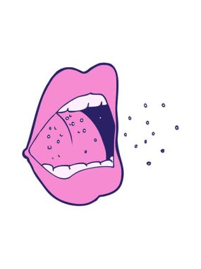 vibrating motion animation of cartoon sneezing mouth