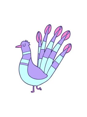 bir tavus kuşunun karikatürünün efekt animasyonunu göster