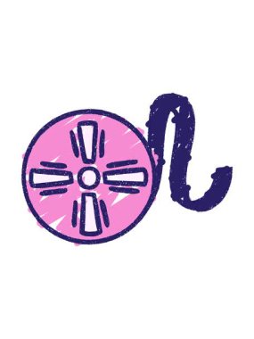 Film Reel Chalk Çiziminin dönen hareketli animasyonu