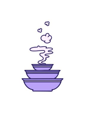 Bir yığın Japon buharlı yemek kasesinin basınçlı animasyonu.