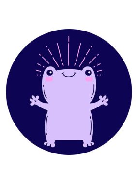 Dövme stili mutlu kurbağa ikonunun neon ışık efekti canlandırması