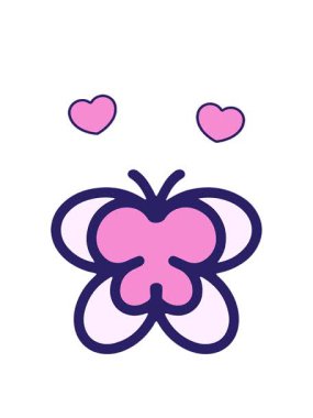 Basit ve sevimli kelebek çiziminin dönen kalp animasyonu