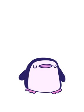 Uyanın ve karalama çiziminin animasyonunu süzülün sevimli bir penguenin kawaii 'si