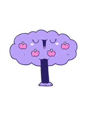 Çizgi film elma ağacı tasarımının pixelize etkisi