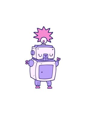 Çizgi film robotunun serbest çizim hareketli animasyonu