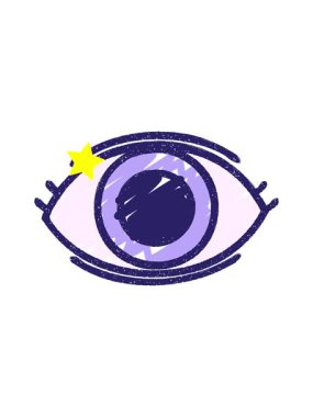 Parıldayan yıldızlar Göz Sembol Tebeşiri Çiziminin animasyonunu etkiler