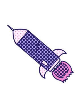 Bir roketin çiziminin efekt canlandırmasını renklendir