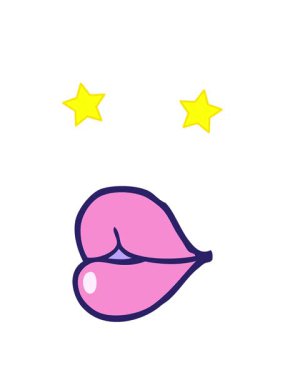 dönen yıldızların çizgi film animasyonu kırmızı dudaklar.