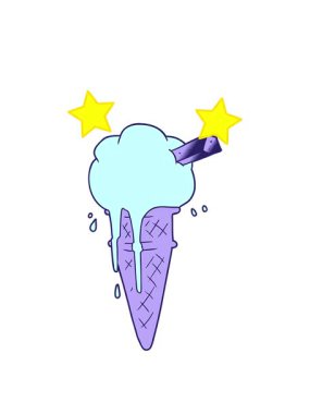 dönen yıldızların çizgi film animasyonları eriyen dondurmaların