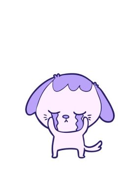 Sevimli köpek yavrusu ağlama çizgi filminin animasyonunu genişletiyorum.