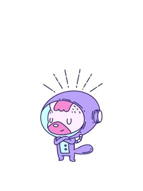 Astronot kostümüyle dövmeli hayvanın animasyonunu genişletiyorum.