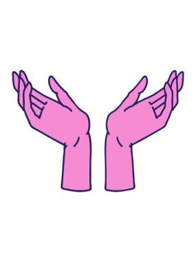 Açık ellerin ikonik dövme stili görüntüsünün basınçlı canlandırması