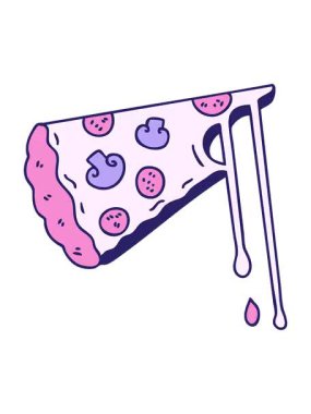 piksel etkisi çizilmiş tuhaf çizgi film peynirli pizzanın animasyonu