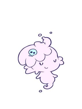 Tatlı bir hayalet kızın hareketli animasyonu.