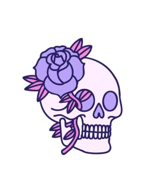 Basınç, eski dövme tarzı bir kafatası ve gülün animasyonunu patlatıyor