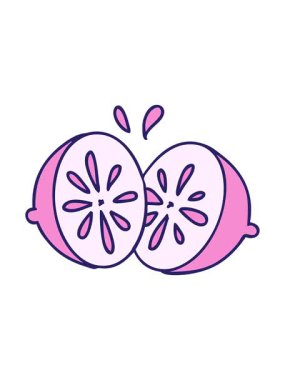 Işıltılı ışık efektleri, ikiye bölünmüş taze limon çizgi filminin animasyonu.