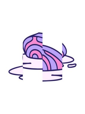 Geleneksel Japon saşimi diliminin bölünmüş hareketli animasyonu