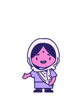 Çizgi filmi gösteren Hintli kadının zıplama hareketi animasyonu