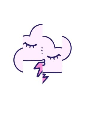 Bir gök gürültüsü bulutunun retro grunge doku çizgi filminin bölünmüş hareket animasyonu