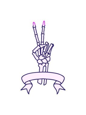 Geleneksel dövmenin canlandırmasını İskelet sancağıyla güçlendir Barış işareti ver