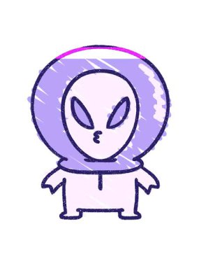 Sevimli Uzaylı Tebeşiri Çiziminin animasyonunu güçlendir