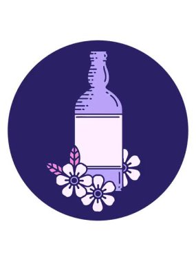 pixelize effect animation of wine bottle circle design