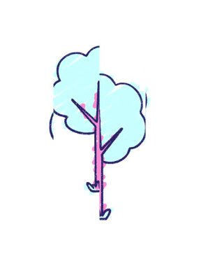 Karikatür Ağaç Tebeşiri illüstrasyonunun bölünmüş hareket animasyonu