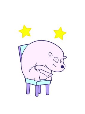 Sandalyedeki mutlu kutup ayısının dönen yıldızları.