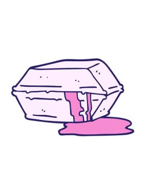 El çizimi karikatür stili yağlı yiyeceğin titreşimli hareketi.