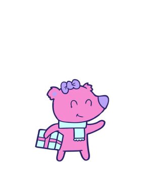 Bir hediye ile ayı çizgi filminin hareketli animasyonu