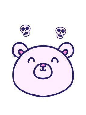 dönen kafatası animasyonu el çizimi garip çizgi film ayısı