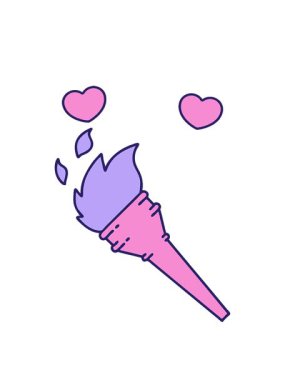 Yanan bir meşalenin sembolik dövme görüntüsünün dönen kalp animasyonu