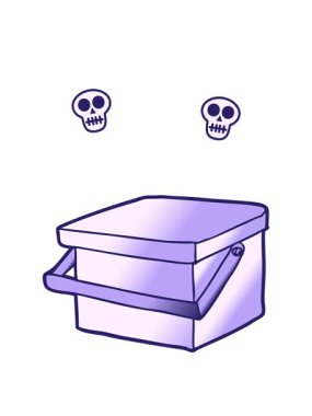 Kabzalı çizgi film küvetinin kafatası animasyonu