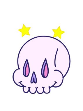 dönen yıldızlar ürkütücü bir kafatasının çizgi filminin animasyonu