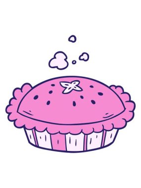 Parlak ışık efekti fırından yeni çıkmış bir karikatür turtasının canlandırması.