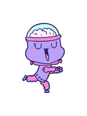 Mutlu çizgi film robotlarının hareketli efektlerini renklendir