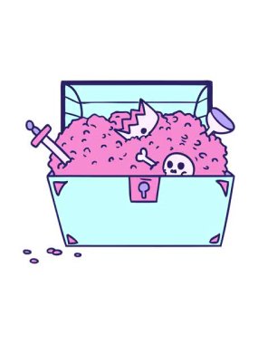 Bir hazine sandığının karikatür karalamalarının efekt efekti