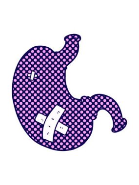 Çizgi film midesinde neon ışık efekti