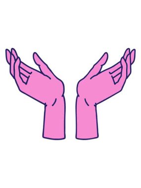 Açık ellerin ikonik dövme biçimindeki resminin canlandırma efektini göster