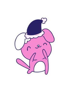 El hareketlerinin titreşimli animasyonu Kawaii köpeğinin Noel karikatürünü çizdi.