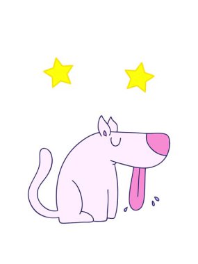 dönen yıldızlar el çizimi çizgi film köpeğinin animasyonu