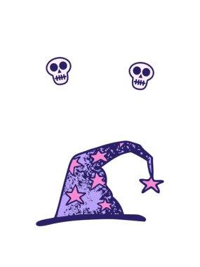 Çizgi film sihirbazı şapkasının kafatası animasyonu