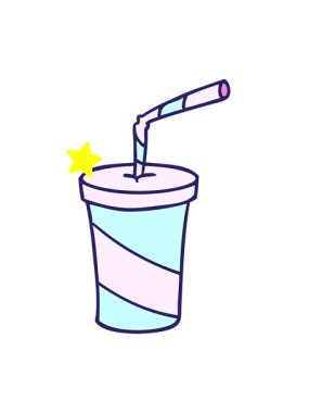 Parlayan yıldızlar, el yapımı çizgi film karalaması fast food içeceğinin animasyonunu etkiler.